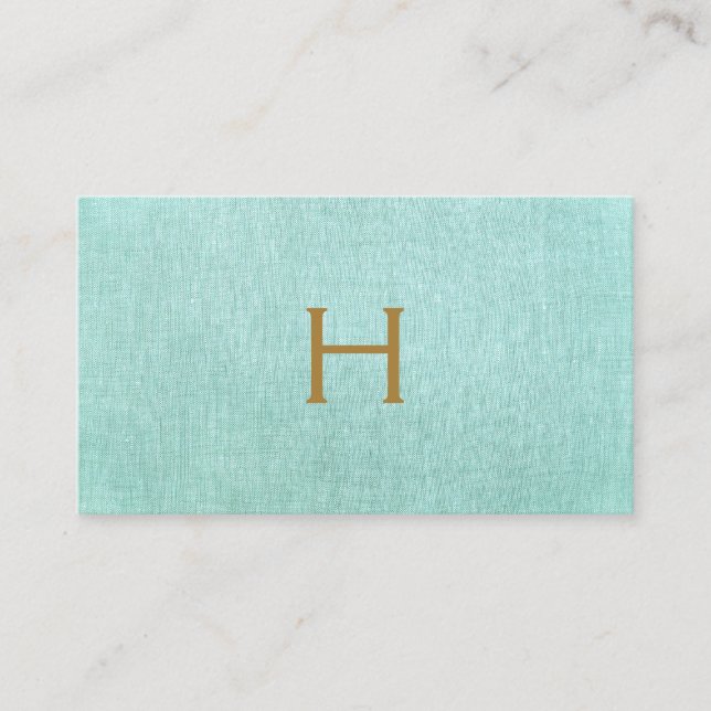 Simple Monogram Turquoise Blue, Stylish Minimalist Business Card (Front)