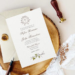 Simple Monogram Vineyard wedding   Invitation<br><div class="desc">Elegant and simple hand drawn monogrammed wreath with watercolor grape leaves and vine,  Perfect for Vineyard weddings. .</div>