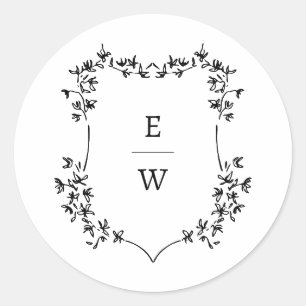 Simple Monogram Wedding Envelope Sticker