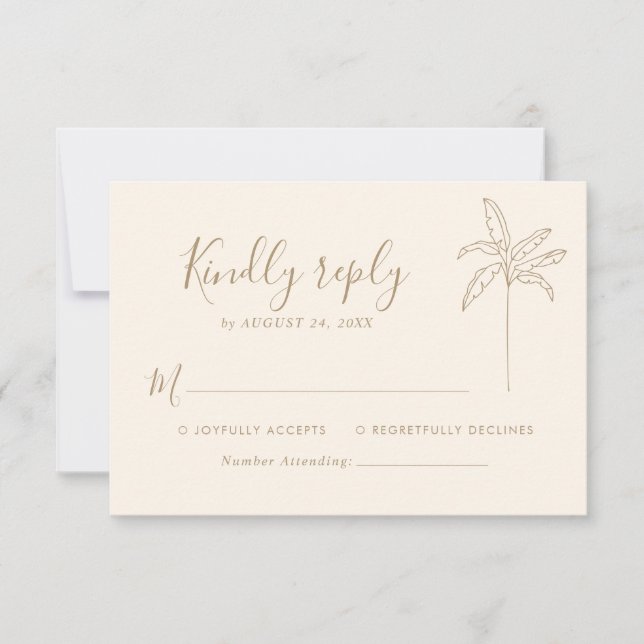 Simple Monogram Wedding Logo Palm Tree  RSVP (Front)