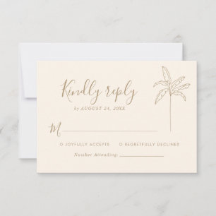 Simple Monogram Wedding Logo Palm Tree RSVP Card