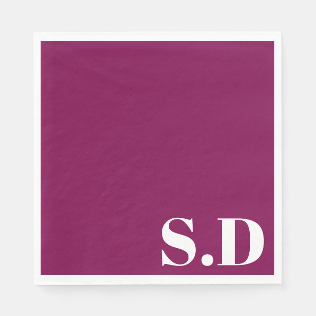 Simple Monogram Wedding | Personalized Initials Napkin (Front)