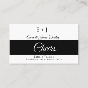 Simple Monogram Wedding Reception Drink Ticket