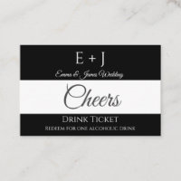 Simple Monogram Wedding Reception Drink Ticket