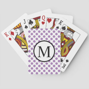 Simple Monogram with Lavender Polka Dots Playing Cards