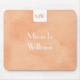 Simple Monogram With Name Modern Orange Mouse Mat