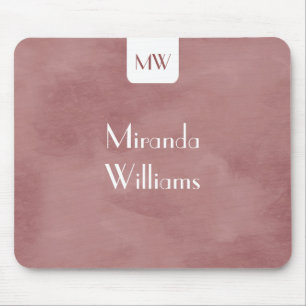 Simple Monogram With Name Modern Rosy Brown Mouse Mat