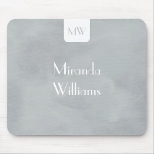 Simple Monogram With Name Modern Soft Grey Mouse Mat