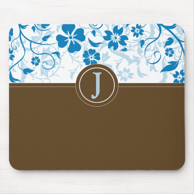 Simple Monogrammed Baby Blue Mousepad (Front)