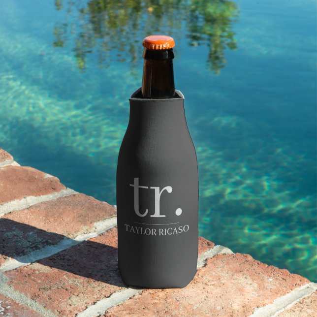 Simple Monogrammed Name Personalised Bottle Cooler (In Situ Pool)