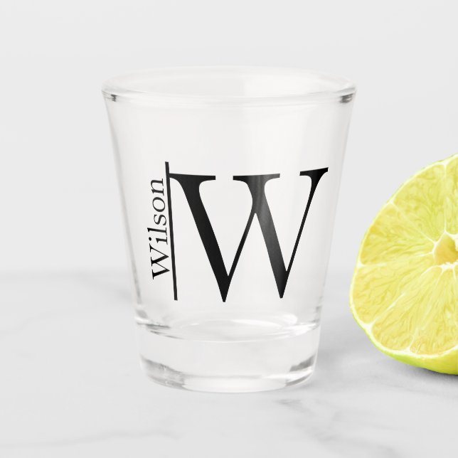Simple Monogrammed Name Personalised Shot Glass (Front)