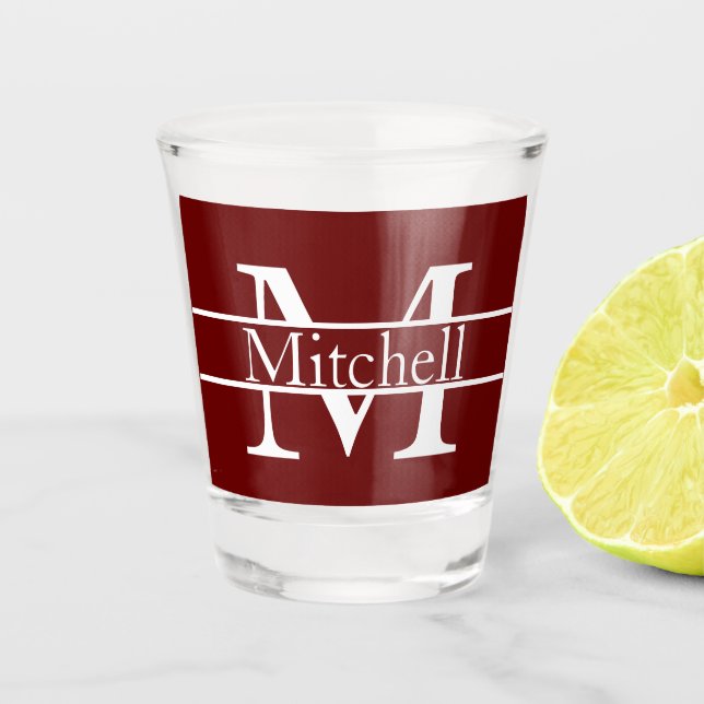 Simple Monogrammed Name Personalised Shot Glass (Front)