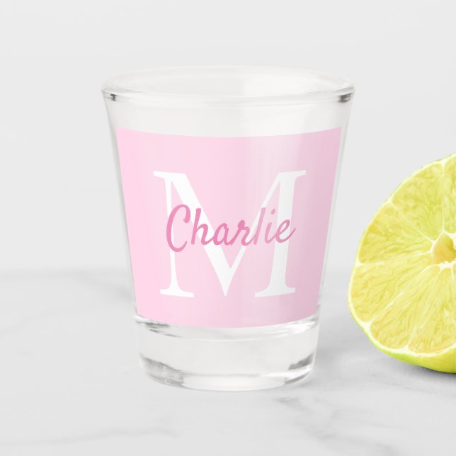 Simple Monogrammed Name Personalised Shot Glass (Front)