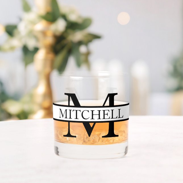 Simple Monogrammed Name Personalised Whiskey Glass (Insitu (Wedding))