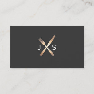 Simple Monogrammed Personal Chef Catering Black Business Card
