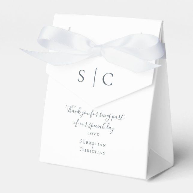 Simple Monogrammed Personalised Wedding Favour Box (Front Side)
