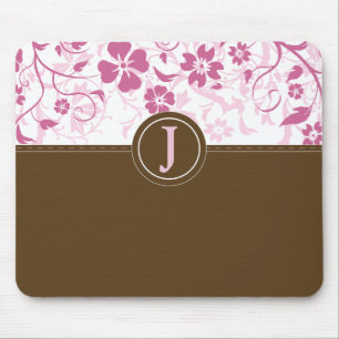 Simple Monogrammed Pink Mousepad