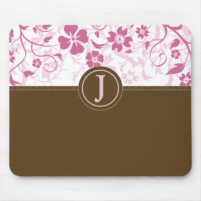 Simple Monogrammed Pink Mousepad (Front)