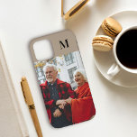 Simple Monogrammed Portrait Photo Beige Brown<br><div class="desc">Upload your photo and create your own unique phone case. The design has a beige brown background with modern black typography for your initial. Designed for iphone 12 Pro but will fit many other models. If choosing a different model, please check the design still looks great in the preview and...</div>