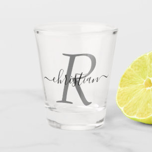 Simple Monogrammed Typography Name Personalised Shot Glass
