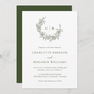 Simple Monogrammed Wedding Invitation