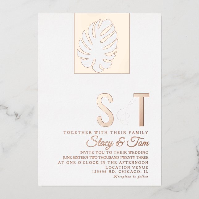 Simple Monstera Leaf Wedding Pressed   (Front)
