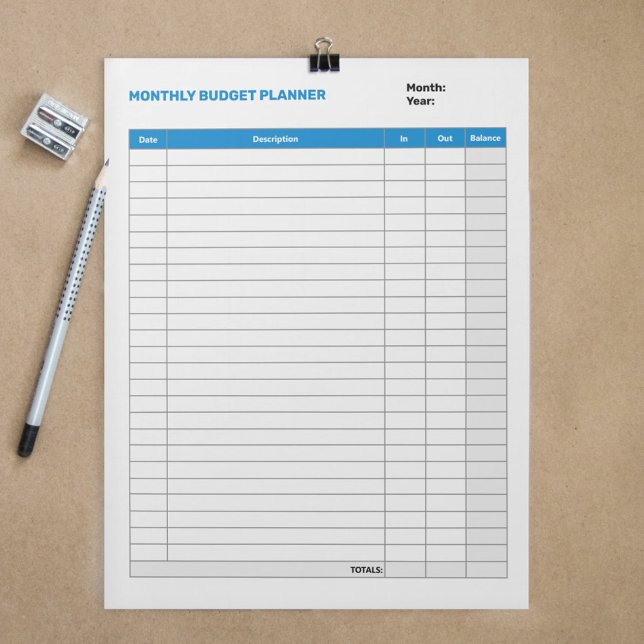 Simple Monthly Budget Planner Blue Notepad (Simple Monthly Budget Planner Blue Notepad)