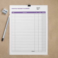 Simple Monthly Budget Planner Purple