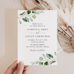 Simple Moody Eucalyptus Greenery Wedding Invitation<br><div class="desc">This simple and elegant Wedding Invitation features beautiful moody watercolor eucalyptus leaf branches & has been paired with a whimsical calligraphy and a classy serif font in gold and gray. To make advanced changes,  please go select "Click to customize further" option under Personalize this template.</div>