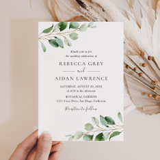 Simple Moody Eucalyptus Greenery Wedding Invitation at Zazzle