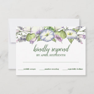 Simple Morning Glory Watercolor Handfasting RSVP Card