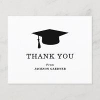 Simple Mortar Board Budget Graduation Thank You
