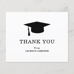 Simple Mortar Board Budget Graduation Thank You