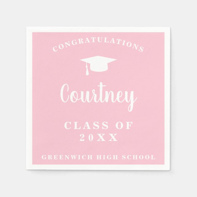Simple Mortar Board Modern Graduation Napkin (Front)