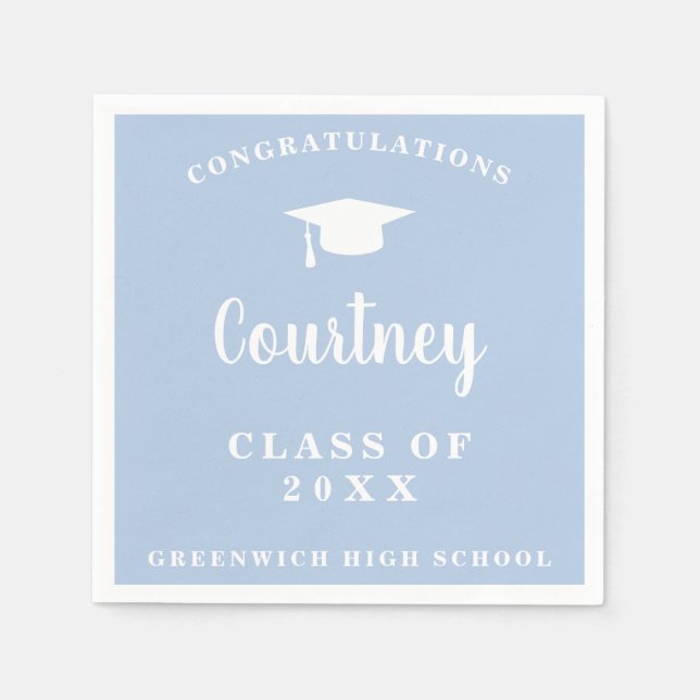 Simple Mortar Board Modern Graduation Napkin (Front)