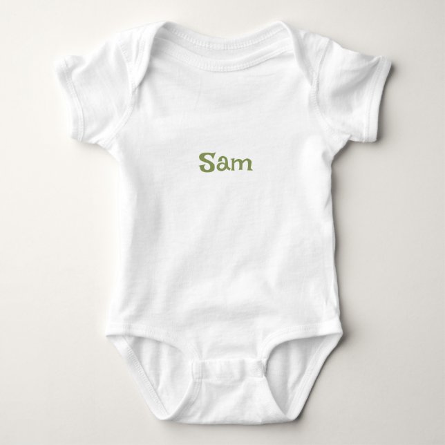 Simple Moss Green Personalised Name Baby Bodysuit (Front)