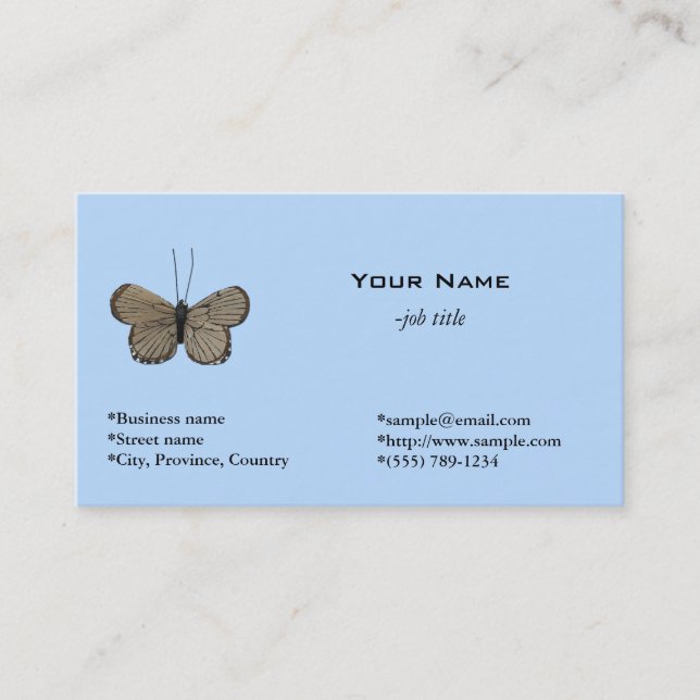 Simple moth light blue business cards. card (Front)