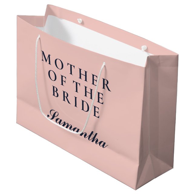 SIMPLE MOTHER OF THE BRIDE OXFORD BLUE AND PINK LARGE GIFT BAG (Front Angled)