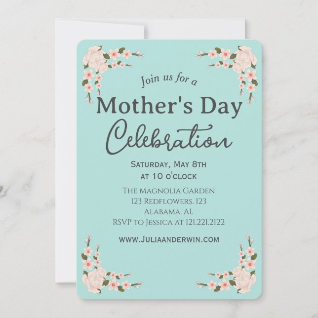 Simple Mother's Day Celebration | Floral theme Invitation (Front)