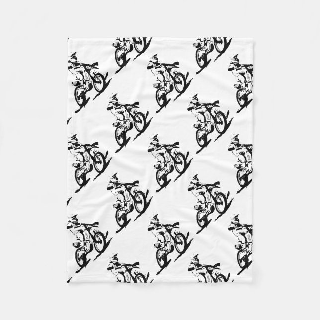 Simple Motorcross Bike and Rider Fleece Blanket (Front)