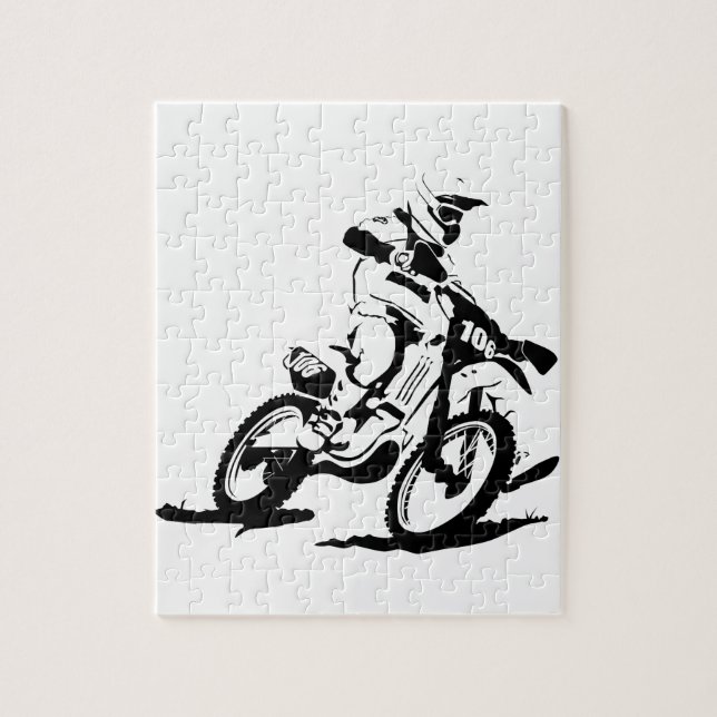 Simple Motorcross Bike and Rider Jigsaw Puzzle (Vertical)