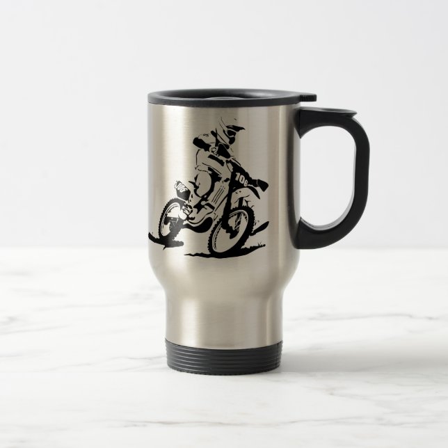 Simple Motorcross Bike and Rider Travel Mug (Right)