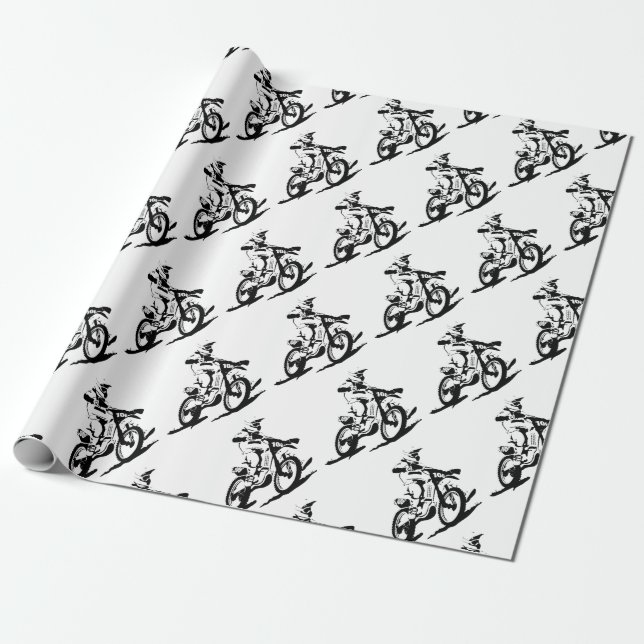 Simple Motorcross Bike and Rider Wrapping Paper (Unrolled)