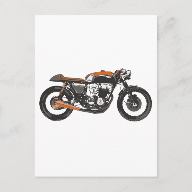 Simple Motorcycle - Cafe Racer 750 Drawing Postcard (Front)