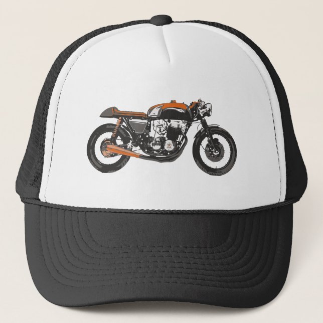 Simple Motorcycle - Cafe Racer 750 Drawing Trucker Hat (Front)