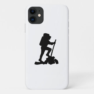 simple mountain hiking man black silhouette iPhone 11 case