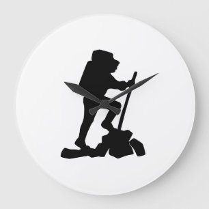 simple mountain hiking man black silhouette large clock