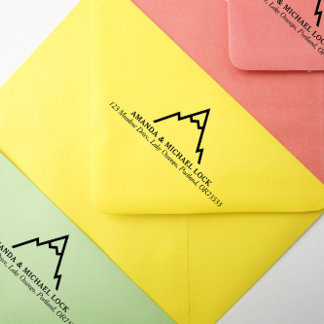 Simple Mountain Logo Wedding Return Address Rubber Stamp