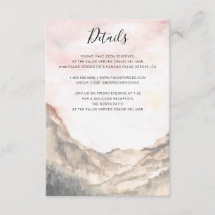 Simple Mountain Pink Watercolor Wedding Enclosure Card