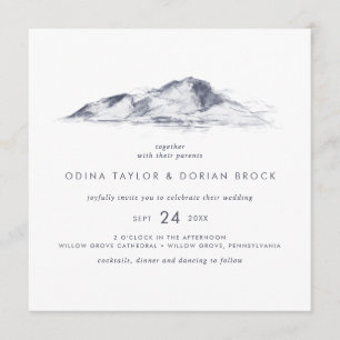 Simple Mountain Square Wedding Invitation